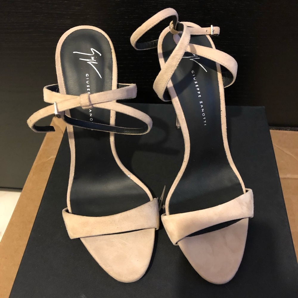 Giuseppe Zanotti suede heels with rhinestones.